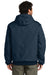 Carhartt CTSJ140/CTTSJ140/CT106677/CTT106677 Mens Wind & Water Resistant Duck Cloth Full Zip Hooded Work Jacket Navy Blue Model Back