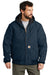 Carhartt CTSJ140/CTTSJ140 Mens Wind & Water Resistant Duck Cloth Full Zip Hooded Work Jacket Navy Blue Model Front