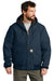 Carhartt CTSJ140/CTTSJ140/CT106677/CTT106677 Mens Wind & Water Resistant Duck Cloth Full Zip Hooded Work Jacket Navy Blue Model Front
