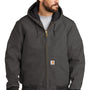 Carhartt Mens Wind & Water Resistant Duck Cloth Full Zip Hooded Work Jacket - Gravel Grey