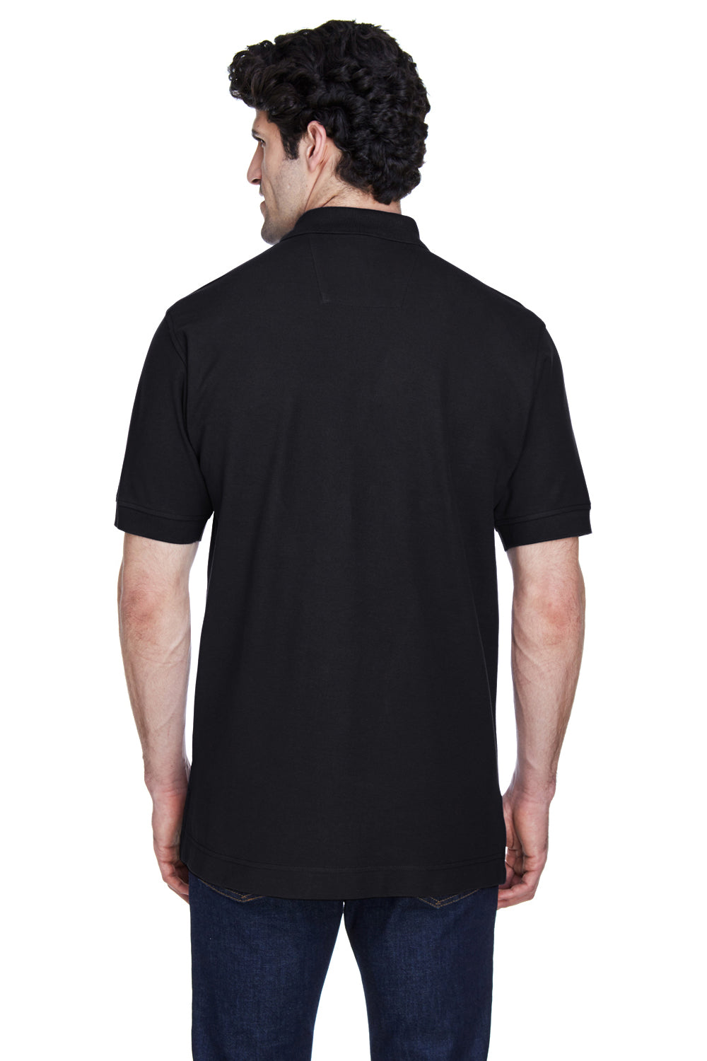 Devon & Jones D100 Mens Short Sleeve Polo Shirt Black Model Back