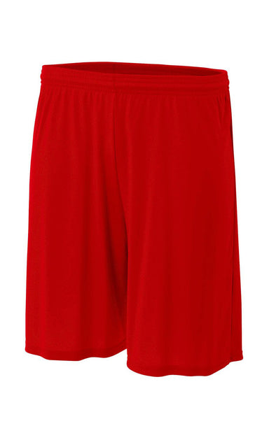 A4 N5283 Mens Moisture Wicking Performance Shorts Scarlet Red Flat Front