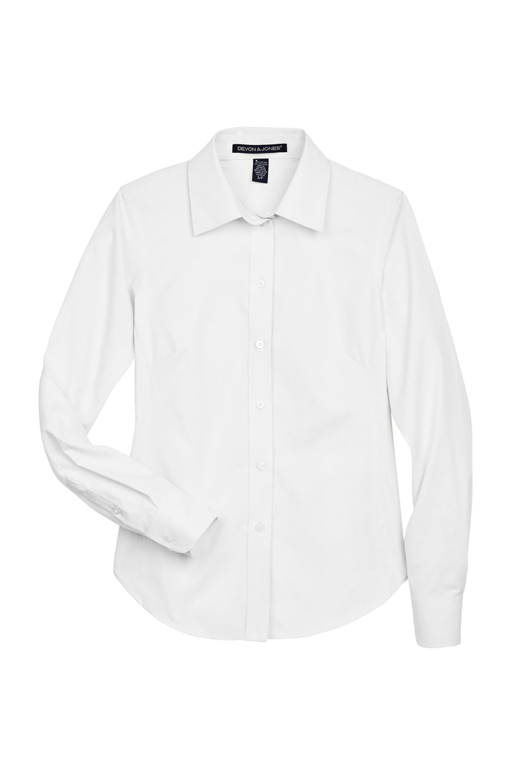 Devon & Jones D630W Womens Crown Woven Collection Wrinkle Resistant Long Sleeve Button Down Shirt White Flat Front