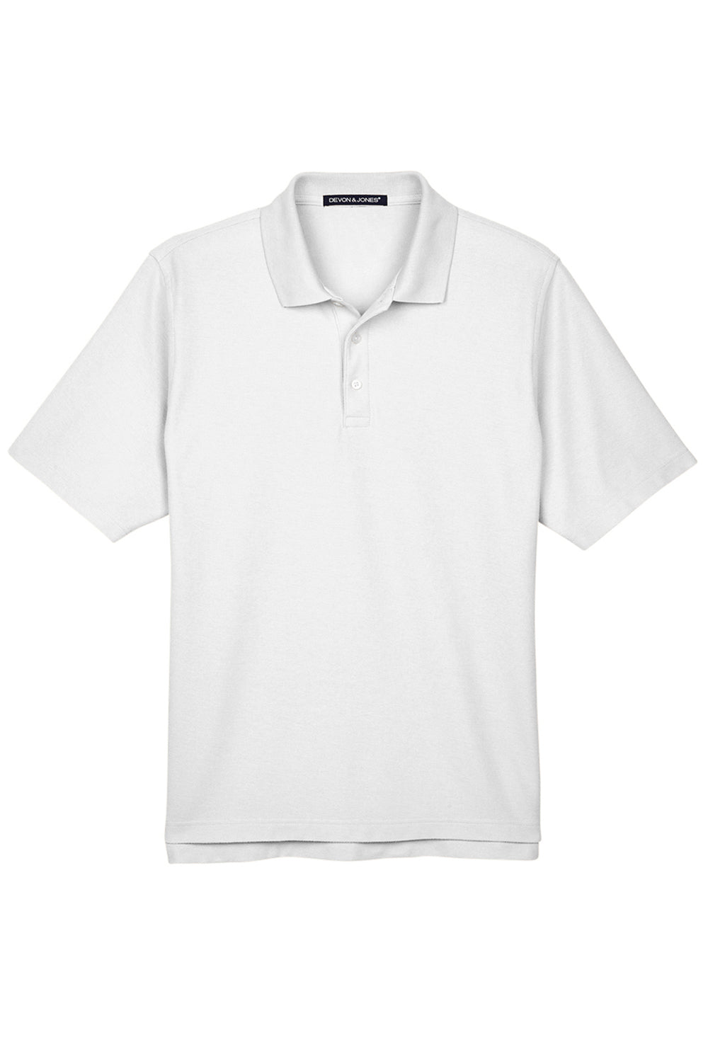 Devon & Jones DG150/DG150T Mens DryTec20 Performance Moisture Wicking Short Sleeve Polo Shirt White Flat Front