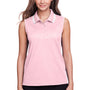 Devon & Jones Womens CrownLux Performance Moisture Wicking Sleeveless Polo Shirt - Pink/White
