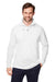 Devon & Jones DG400 Mens New Classics Performance Moisture Wicking 1/4 Zip Sweatshirt w/ Pocket White Model Front