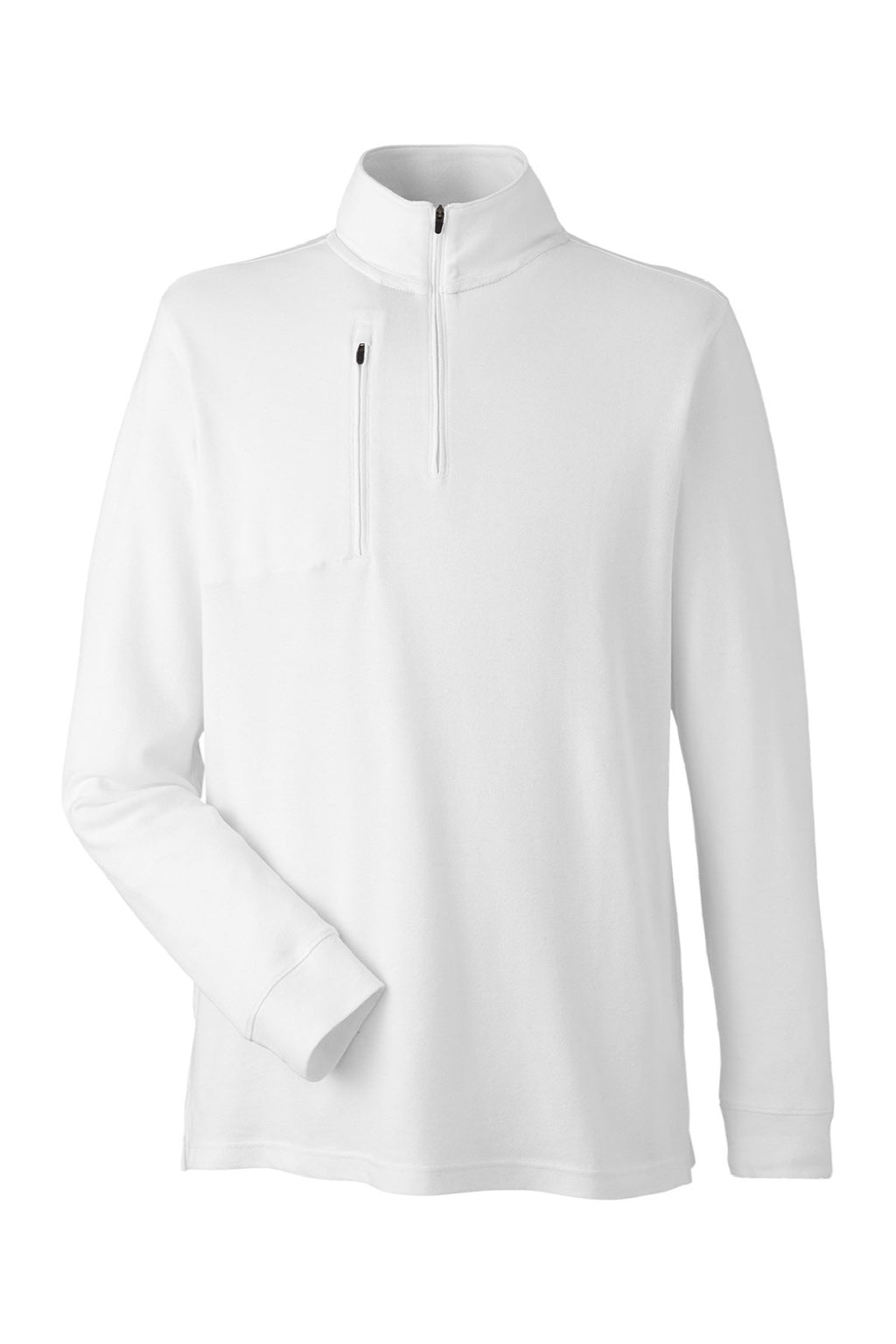 Devon & Jones DG400 Mens New Classics Performance Moisture Wicking 1/4 Zip Sweatshirt w/ Pocket White Flat Front