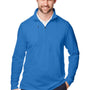 Devon & Jones Mens New Classics Performance Moisture Wicking 1/4 Zip Sweatshirt w/ Pocket - French Blue - Closeout