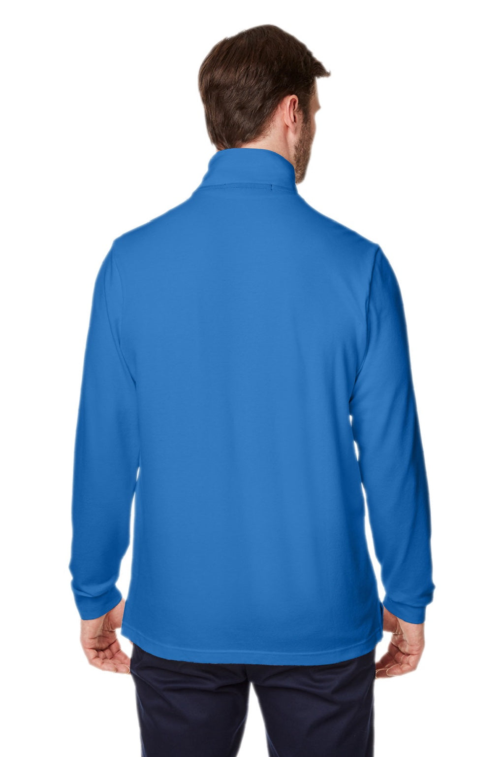 Devon & Jones DG400 Mens New Classics Performance Moisture Wicking 1/4 Zip Sweatshirt w/ Pocket French Blue Model Back