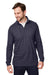 Devon & Jones DG400 Mens New Classics Performance Moisture Wicking 1/4 Zip Sweatshirt w/ Pocket Navy Blue Model Front