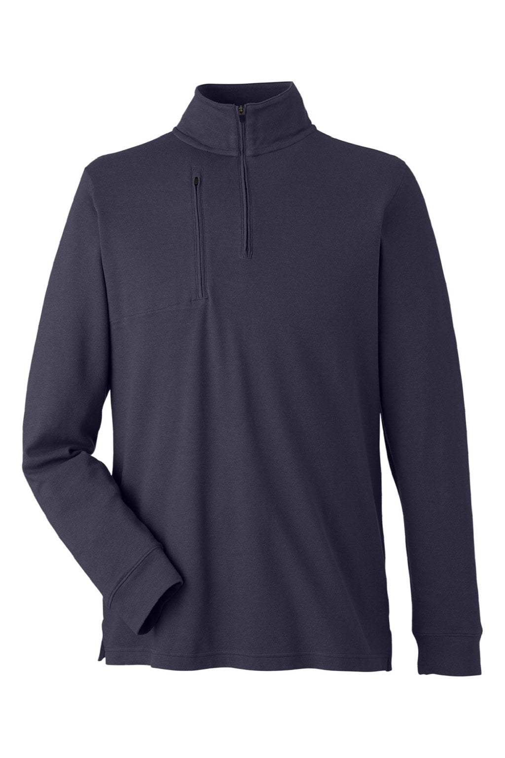 Devon & Jones DG400 Mens New Classics Performance Moisture Wicking 1/4 Zip Sweatshirt w/ Pocket Navy Blue Flat Front