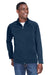 Devon & Jones DG420 Mens Compass Stretch Tech Moisture Wicking Full Zip Sweatshirt w/ Pockets Heather Navy Blue Model Front