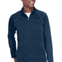 Devon & Jones Mens Compass Stretch Tech Moisture Wicking Full Zip Sweatshirt w/ Pockets - Heather Navy Blue