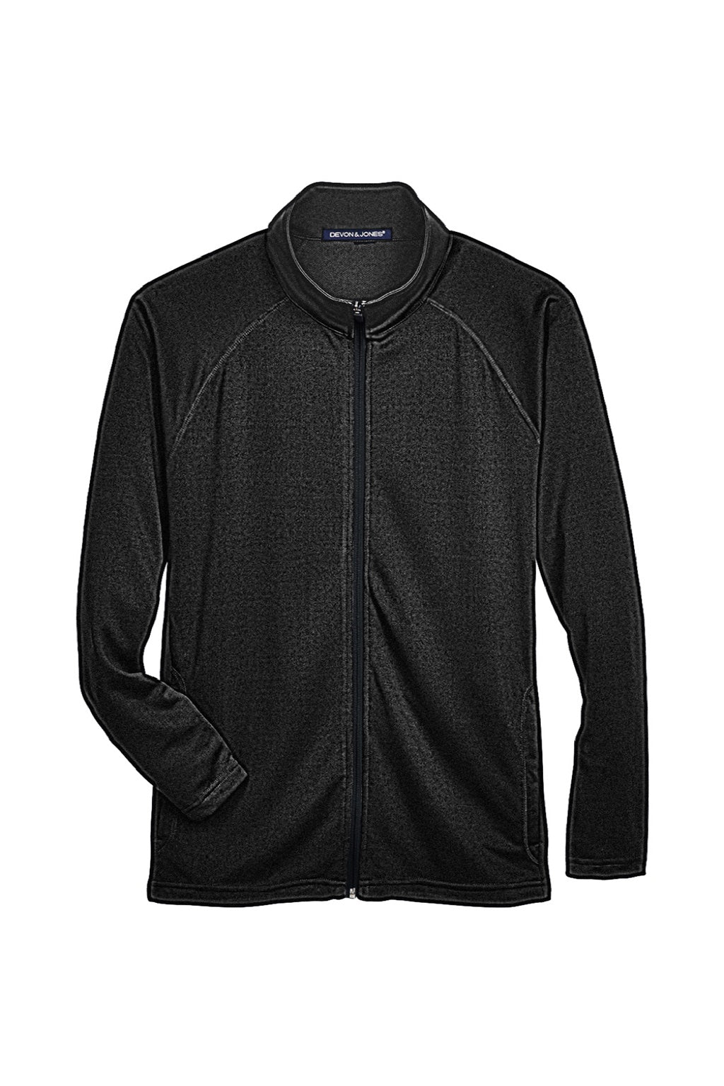 Devon & Jones DG420 Mens Compass Stretch Tech Moisture Wicking Full Zip Sweatshirt w/ Pockets Black Flat Front