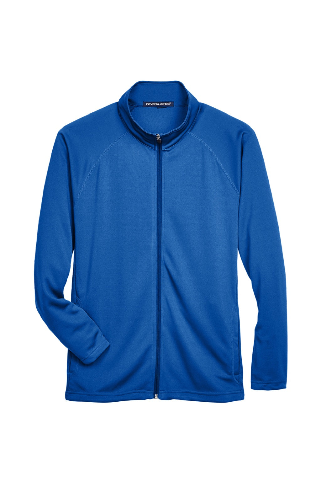 Devon & Jones DG420 Mens Compass Stretch Tech Moisture Wicking Full Zip Sweatshirt w/ Pockets True Royal Blue Flat Front