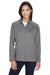 Devon & Jones DG420W Womens Compass Stretch Tech Moisture Wicking Full Zip Sweatshirt w/ Pockets Heather Dark Grey Model Front