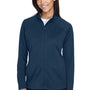 Devon & Jones Womens Compass Stretch Tech Moisture Wicking Full Zip Sweatshirt w/ Pockets - Navy Blue