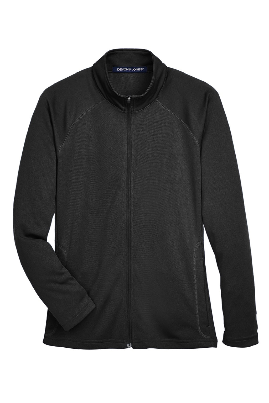 Devon & Jones DG420W Womens Compass Stretch Tech Moisture Wicking Full Zip Sweatshirt w/ Pockets Black Flat Front