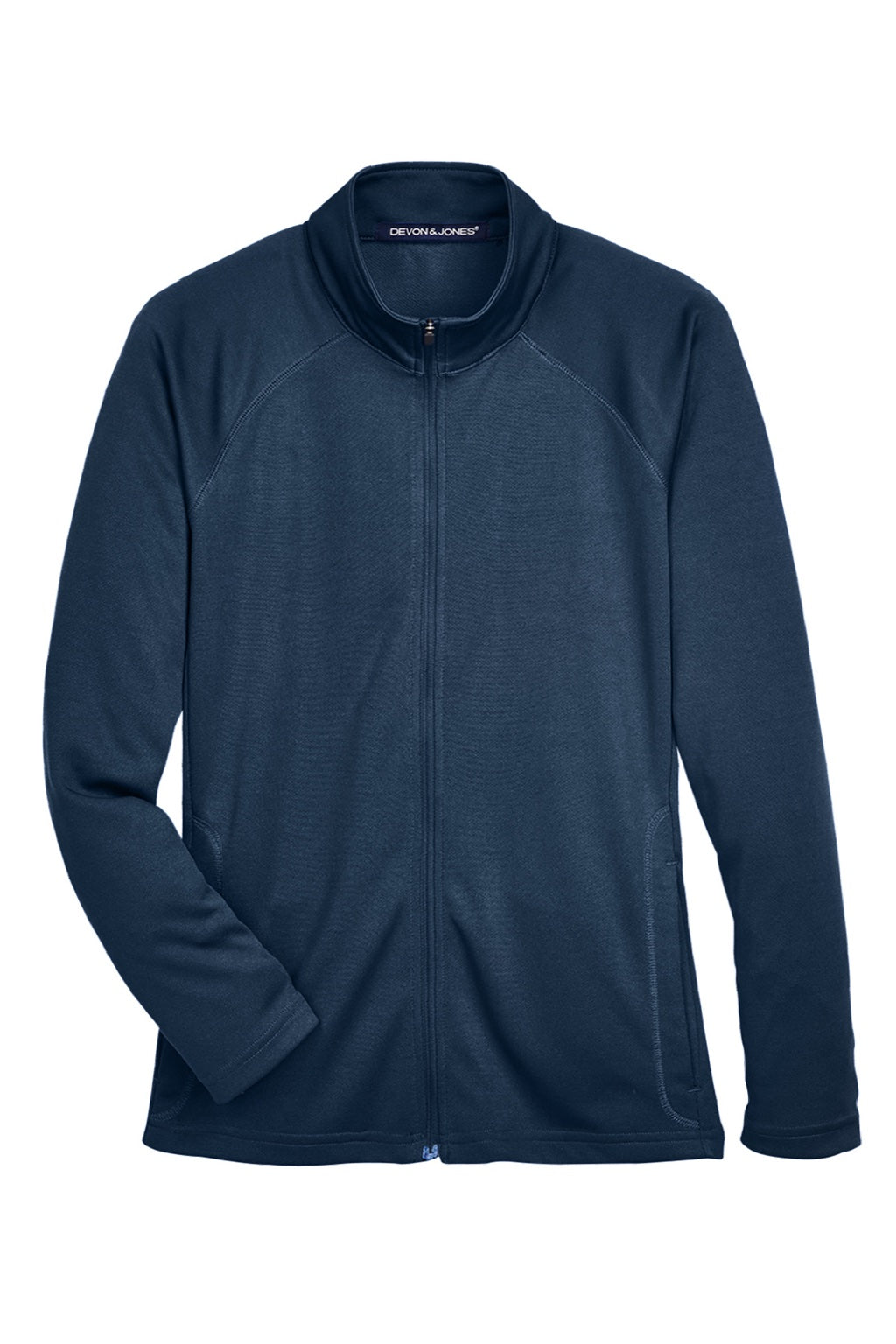Devon & Jones DG420W Womens Compass Stretch Tech Moisture Wicking Full Zip Sweatshirt w/ Pockets Navy Blue Flat Front