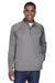 Devon & Jones DG440 Mens Compass Stretch Tech Moisture Wicking 1/4 Zip Sweatshirt w/ Pockets Heather Dark Grey Model Front