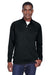 Devon & Jones DG440 Mens Compass Stretch Tech Moisture Wicking 1/4 Zip Sweatshirt w/ Pockets Black Model Front