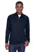 Devon & Jones DG440 Mens Compass Stretch Tech Moisture Wicking 1/4 Zip Sweatshirt w/ Pockets Navy Blue Model Front