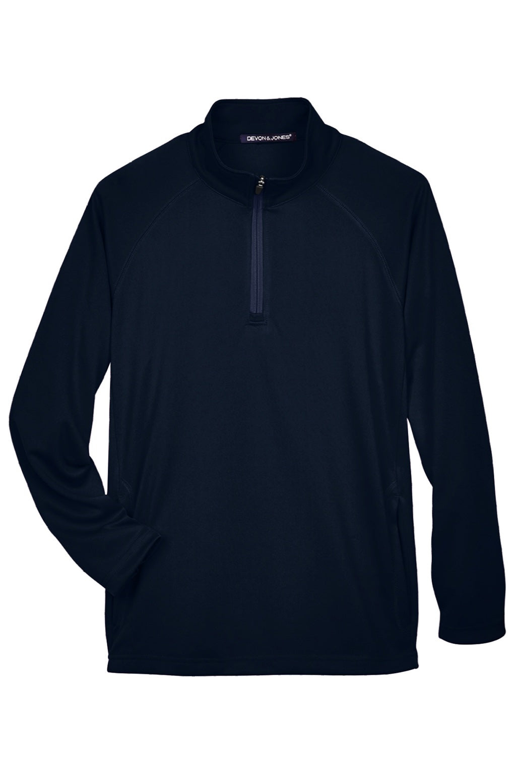 Devon & Jones DG440 Mens Compass Stretch Tech Moisture Wicking 1/4 Zip Sweatshirt w/ Pockets Navy Blue Flat Front