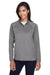 Devon & Jones DG440W Womens Compass Stretch Tech Moisture Wicking 1/4 Zip Sweatshirt w/ Pockets Heather Dark Grey Model Front