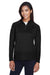 Devon & Jones DG440W Womens Compass Stretch Tech Moisture Wicking 1/4 Zip Sweatshirt w/ Pockets Black Model Front
