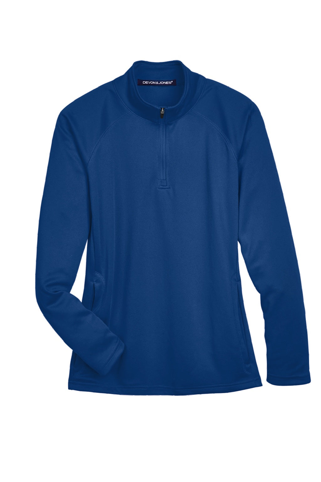 Devon & Jones DG440W Womens Compass Stretch Tech Moisture Wicking 1/4 Zip Sweatshirt w/ Pockets True Royal Blue Flat Front