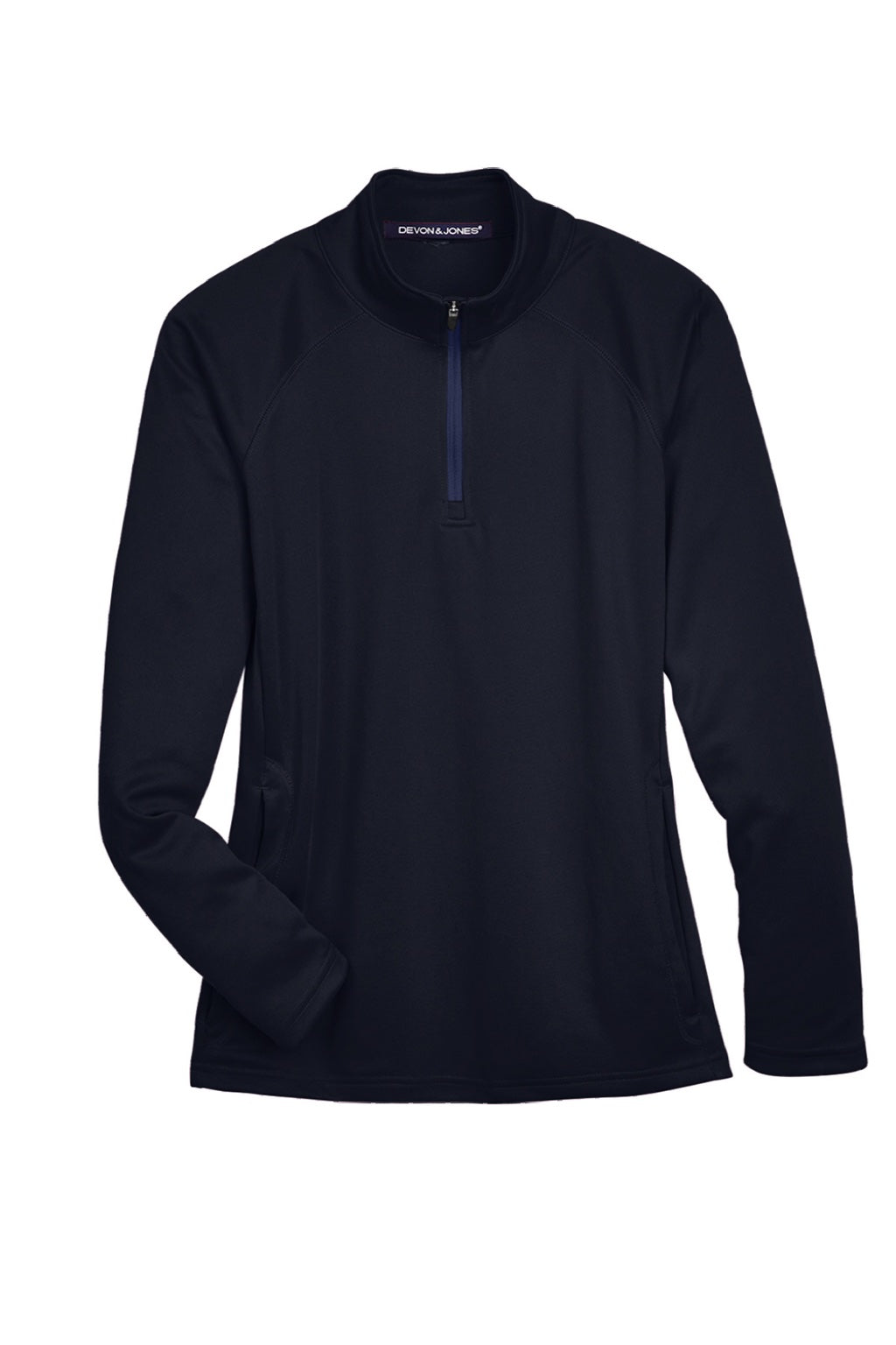 Devon & Jones DG440W Womens Compass Stretch Tech Moisture Wicking 1/4 Zip Sweatshirt w/ Pockets Navy Blue Flat Front