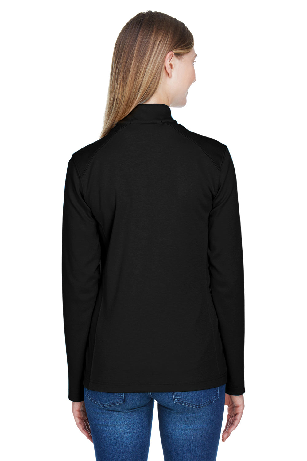 Devon & Jones DG479W Womens DryTec20 Performance Moisture Wicking 1/4 Zip Sweatshirt Black Model Back
