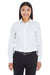 Devon & Jones DG532W Womens Crown Woven Collection Wrinkle Resistant Long Sleeve Button Down Shirt White Model Front