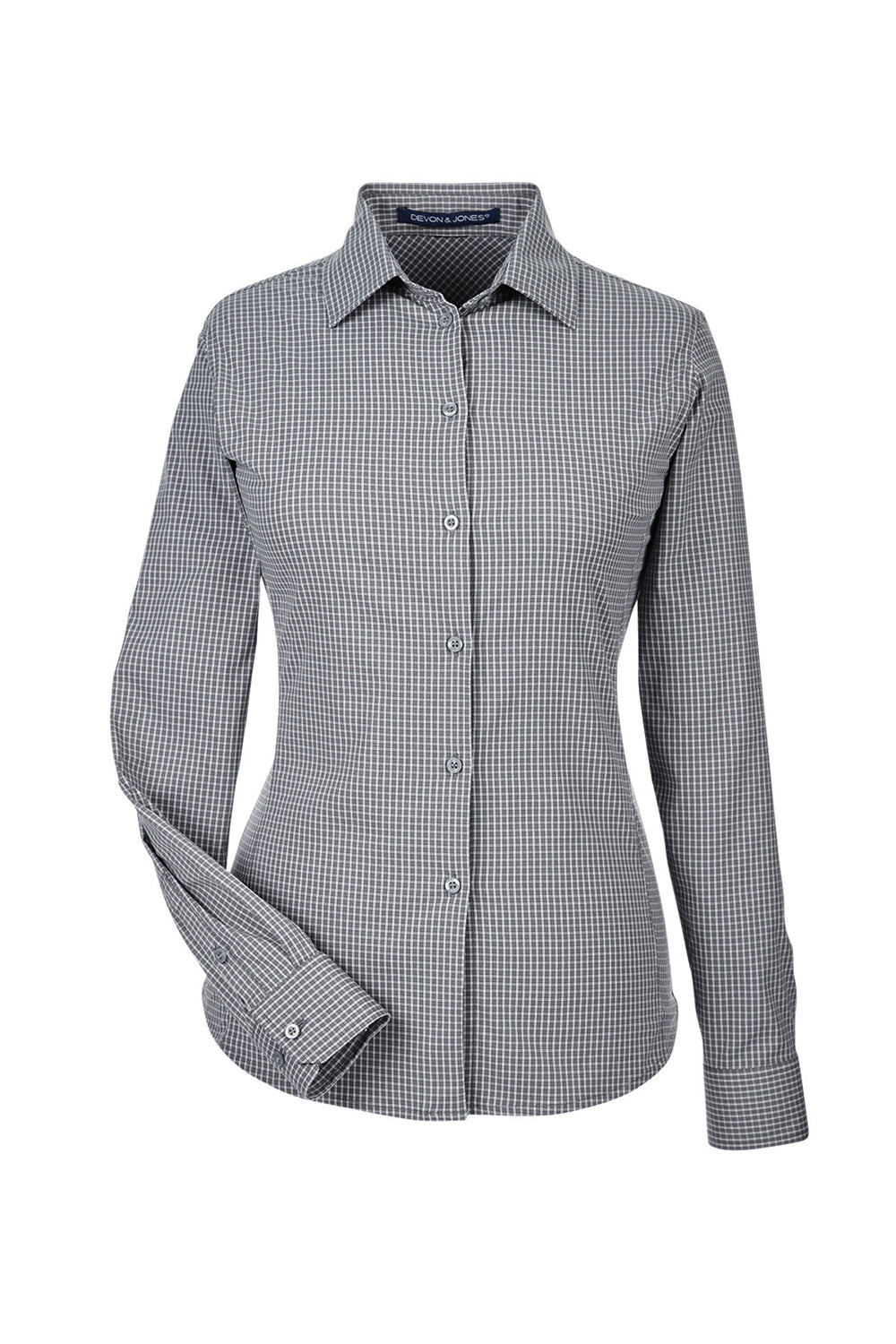 Devon & Jones DG535W Womens CrownLux Performance Moisture Wicking Long Sleeve Button Down Shirt Graphite Grey Flat Front