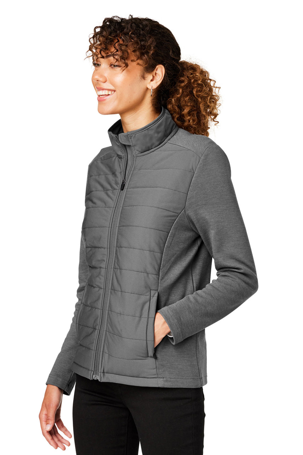 Devon & Jones DG704W Womens New Classics Charleston Hybrid Full Zip Jacket Graphite Grey Melange Model 3q