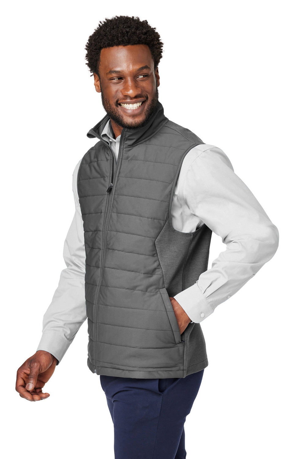 Devon & Jones DG706 Mens New Classics Charleston Hybrid Full Zip Vest Graphite Grey Melange Model 3q
