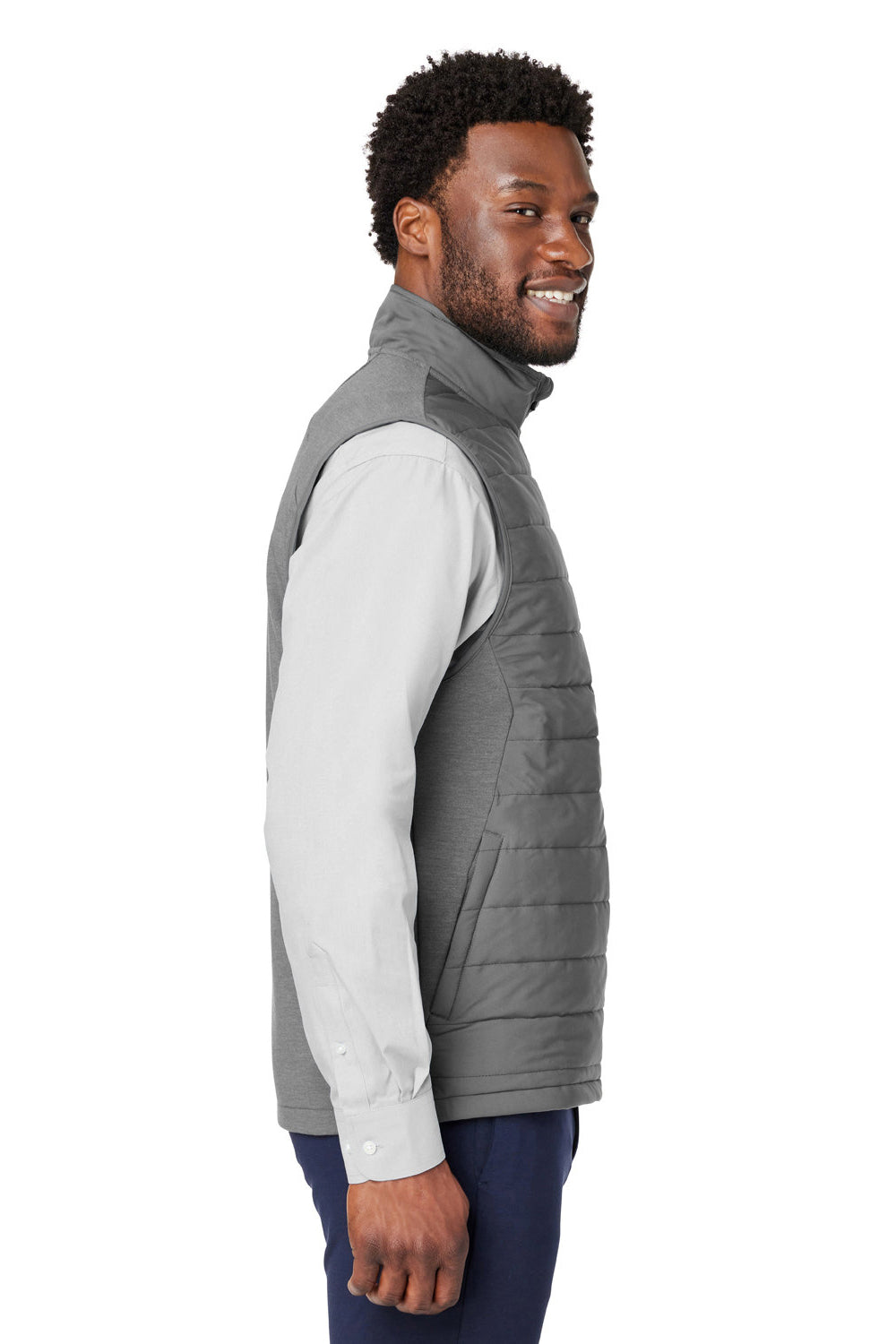 Devon & Jones DG706 Mens New Classics Charleston Hybrid Full Zip Vest Graphite Grey Melange Model Side