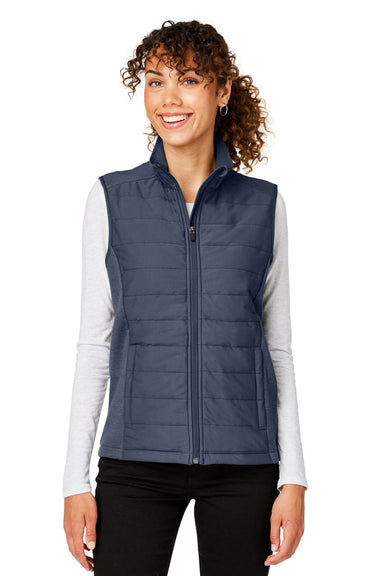 Devon & Jones DG706W Womens New Classics Charleston Hybrid Full Zip Vest Navy Blue Melange Model Front