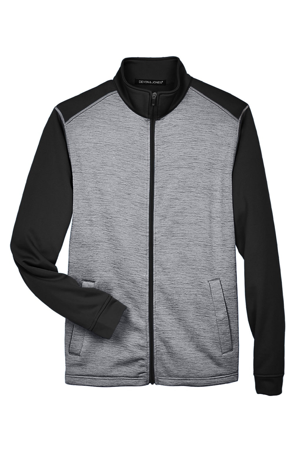 Devon & Jones DG796 Mens Newbury Fleece Full Zip Sweatshirt w/ Pockets Grey/Black Flat Front
