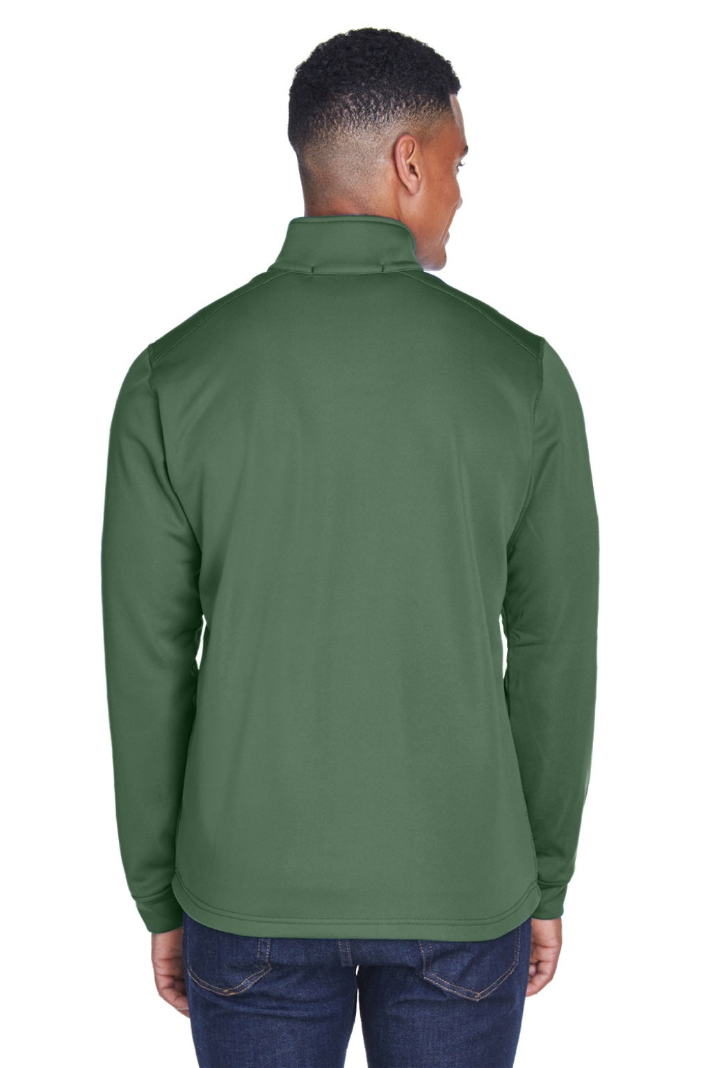 Devon & Jones DG796 Mens Newbury Fleece Full Zip Sweatshirt w/ Pockets Forest Green Model Back