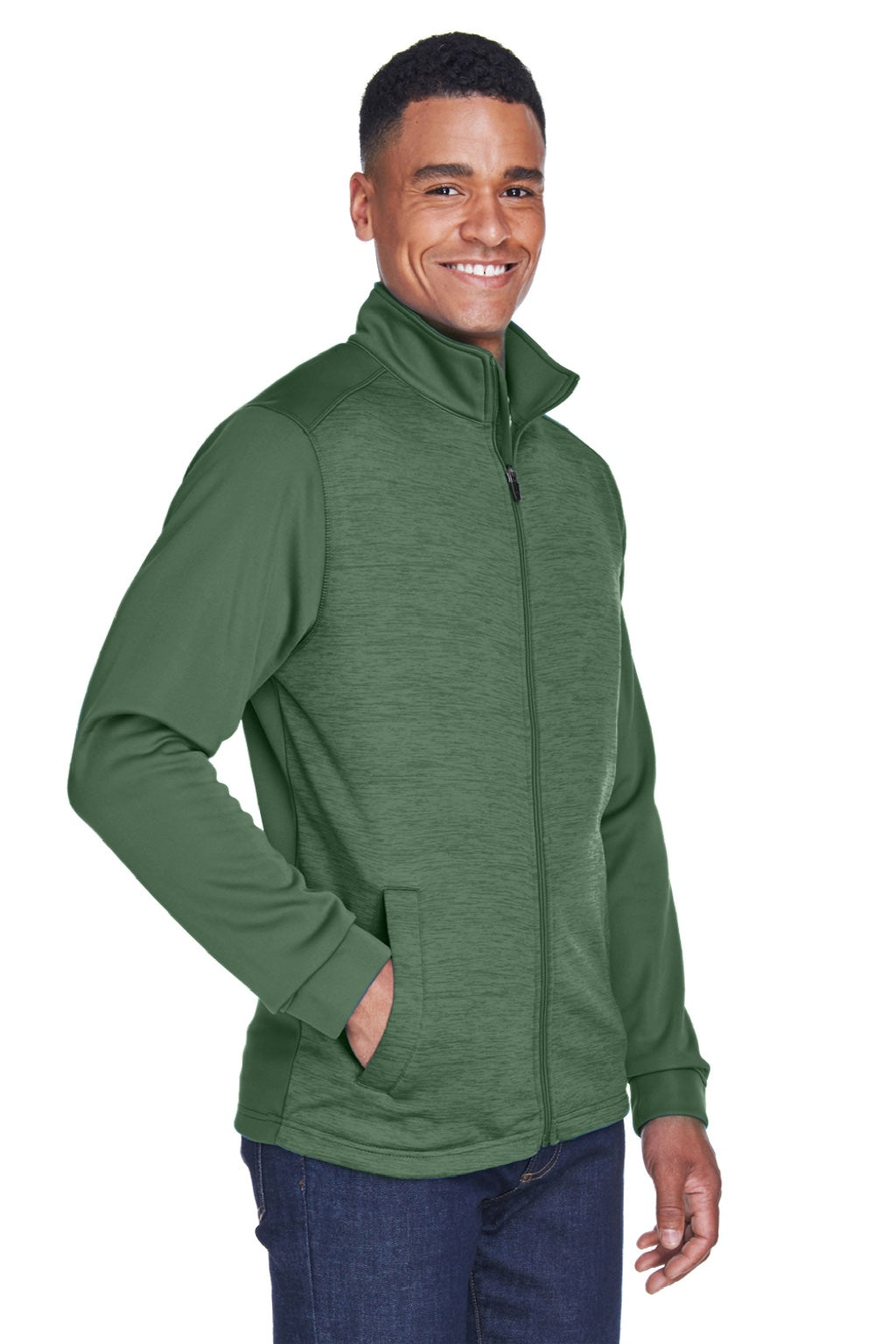 Devon & Jones DG796 Mens Newbury Fleece Full Zip Sweatshirt w/ Pockets Forest Green Model 3q