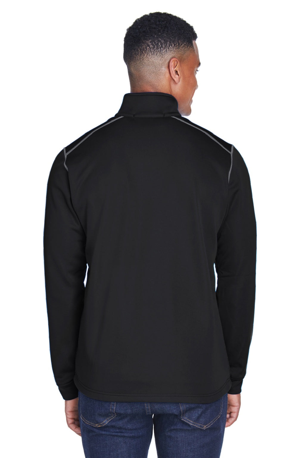 Devon & Jones DG796 Mens Newbury Fleece Full Zip Sweatshirt w/ Pockets Grey/Black Model Back