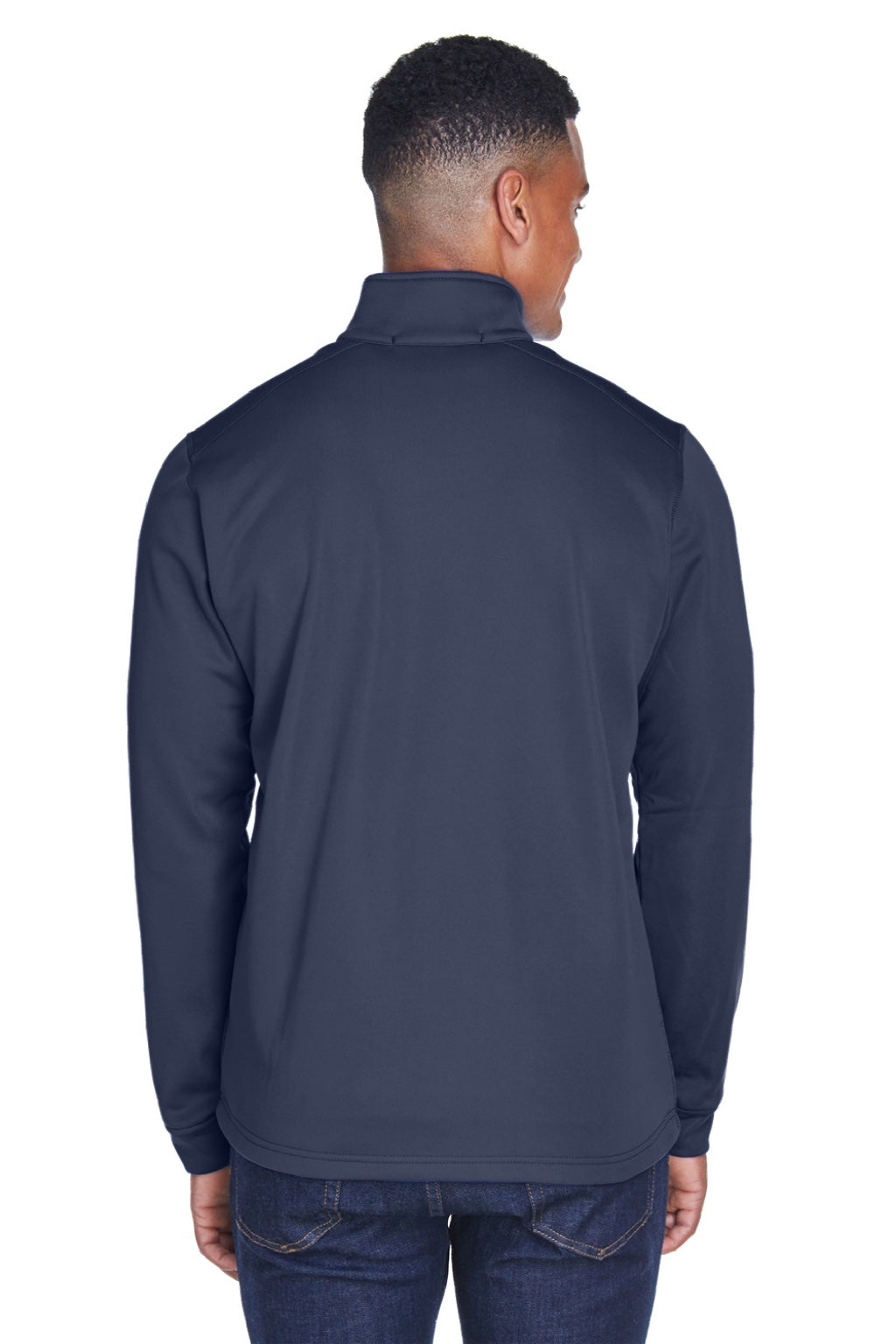 Devon & Jones DG796 Mens Newbury Fleece Full Zip Sweatshirt w/ Pockets Navy Blue Model Back
