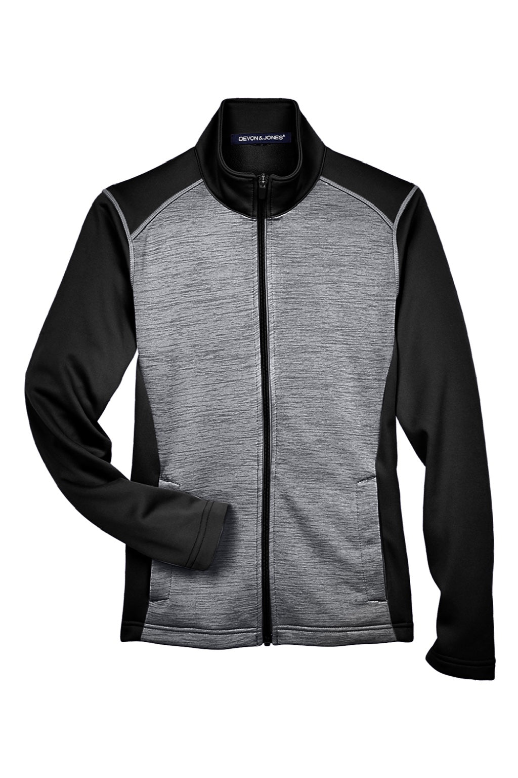 Devon & Jones DG796W Womens Newbury Fleece Full Zip Sweatshirt w/ Pockets Grey/Black Flat Front
