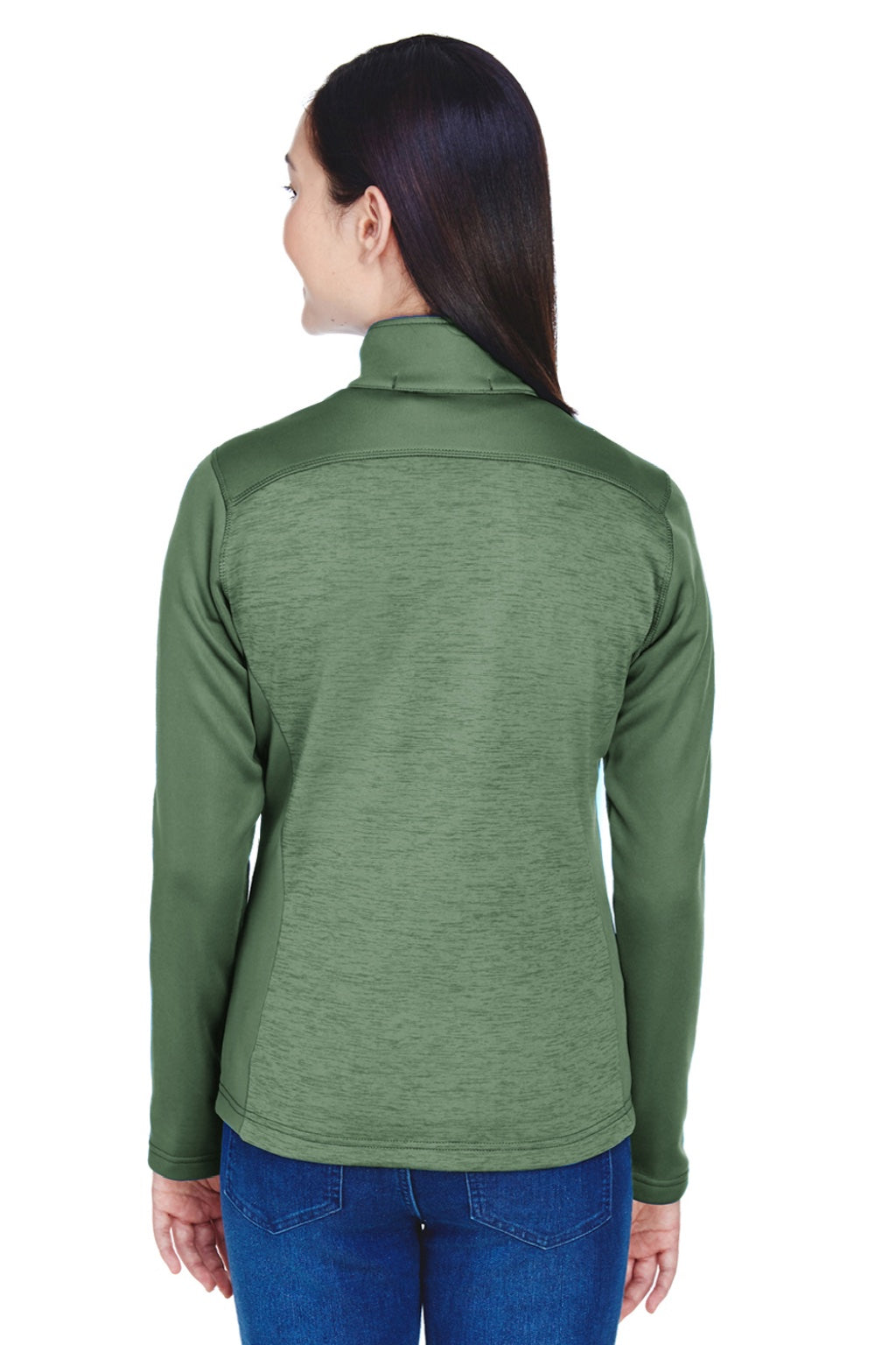Devon & Jones DG796W Womens Newbury Fleece Full Zip Sweatshirt w/ Pockets Forest Green Model Back