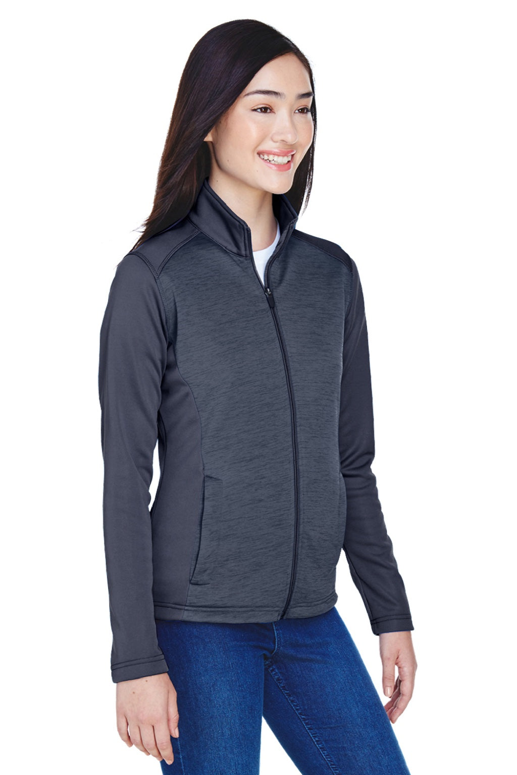 Devon & Jones DG796W Womens Newbury Fleece Full Zip Sweatshirt w/ Pockets Navy Blue Model 3q