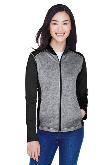 Devon & Jones DG796W Womens Newbury Fleece Full Zip Sweatshirt w/ Pockets Grey/Black Model Front