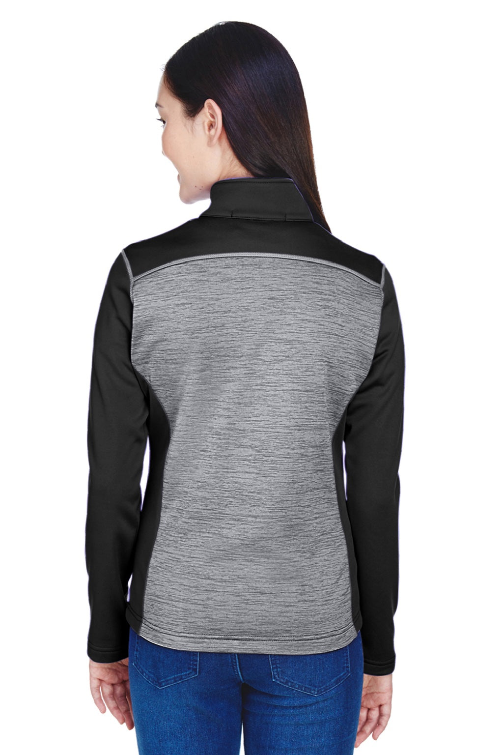 Devon & Jones DG796W Womens Newbury Fleece Full Zip Sweatshirt w/ Pockets Grey/Black Model Back