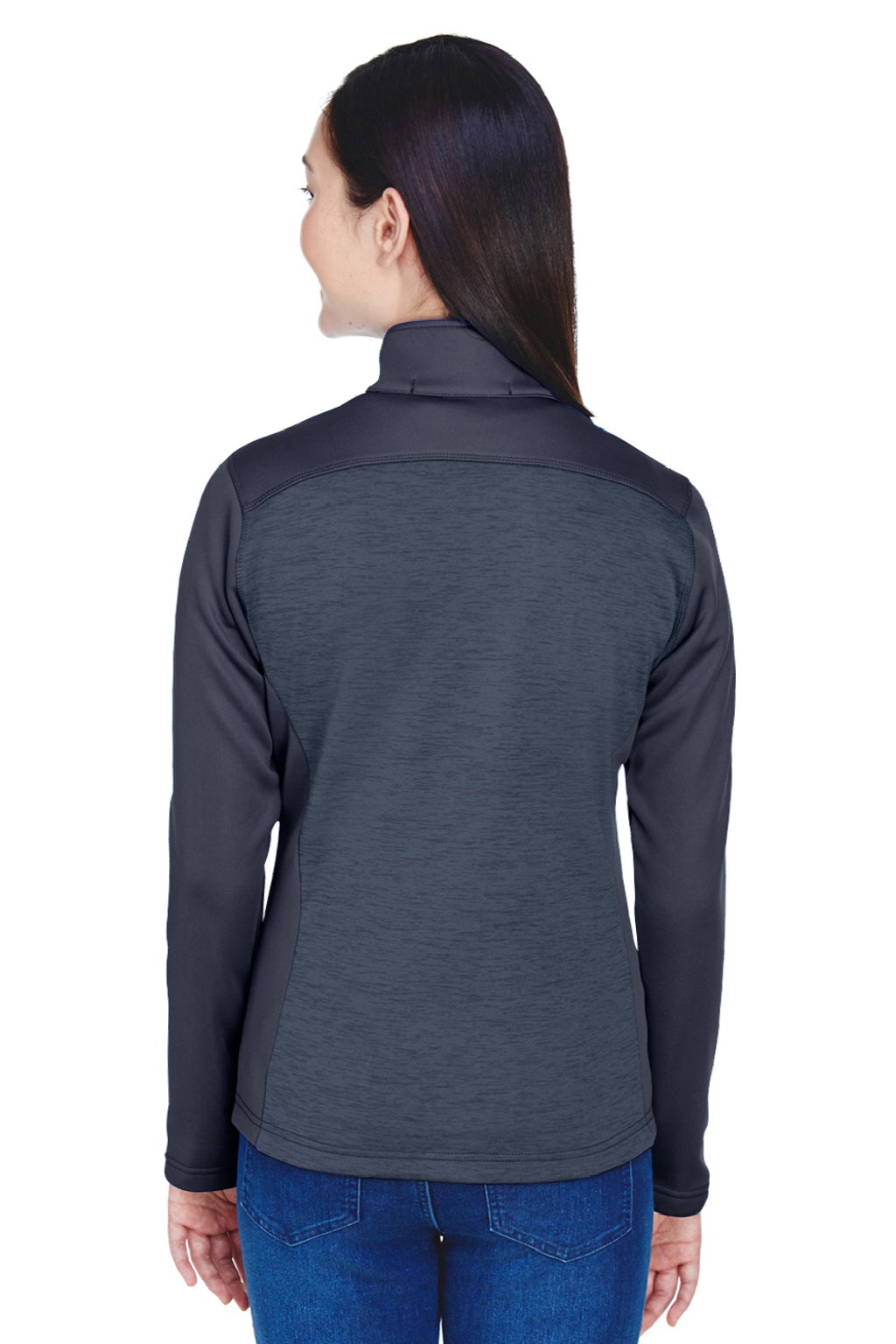 Devon & Jones DG796W Womens Newbury Fleece Full Zip Sweatshirt w/ Pockets Navy Blue Model Back