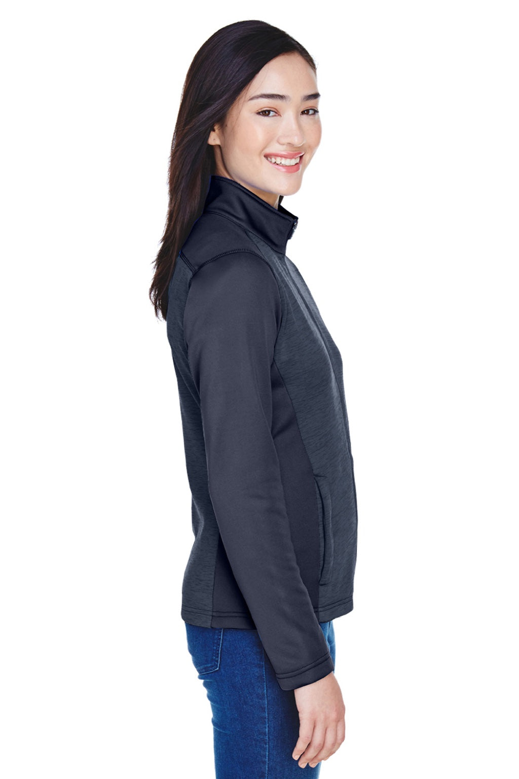 Devon & Jones DG796W Womens Newbury Fleece Full Zip Sweatshirt w/ Pockets Navy Blue Model Side